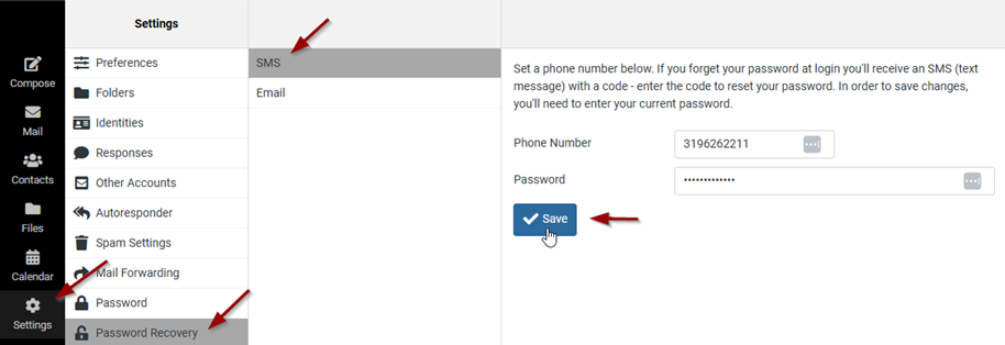 Password Recovery Setup