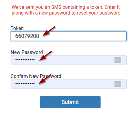 Enter Token and Password